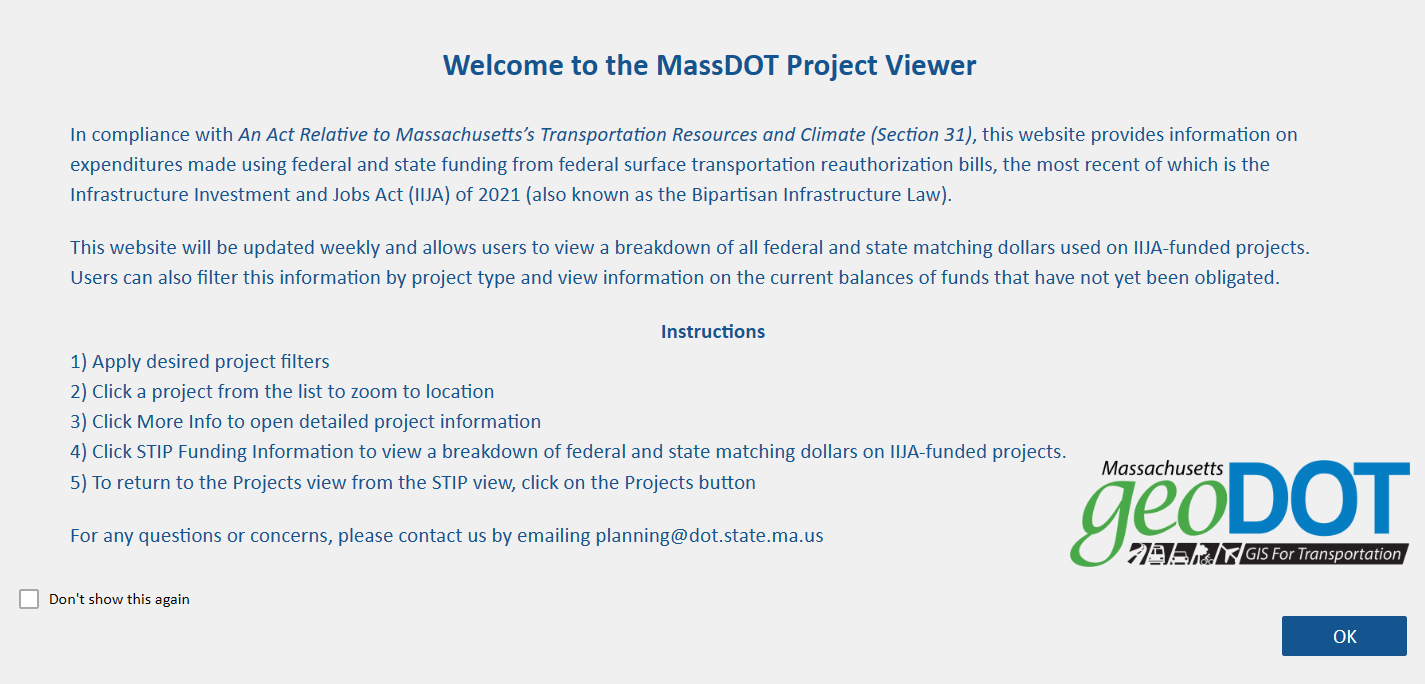 MassDOT STIP Viewer Projects Interface Entry Message.png