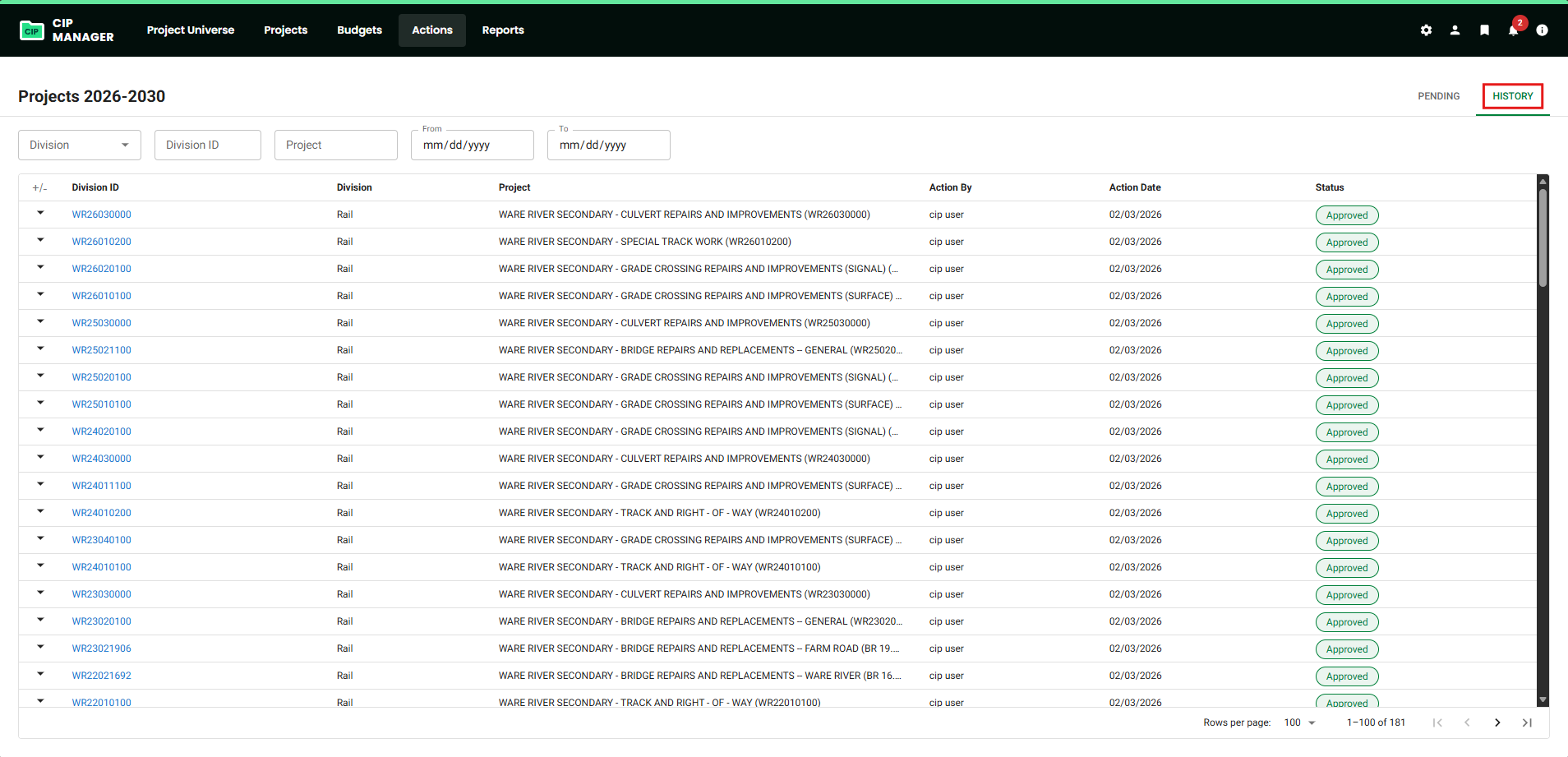 CIP Manager - Actions History tab.png